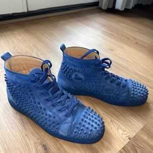Christian Louboutin Blue Spiked Sneakers